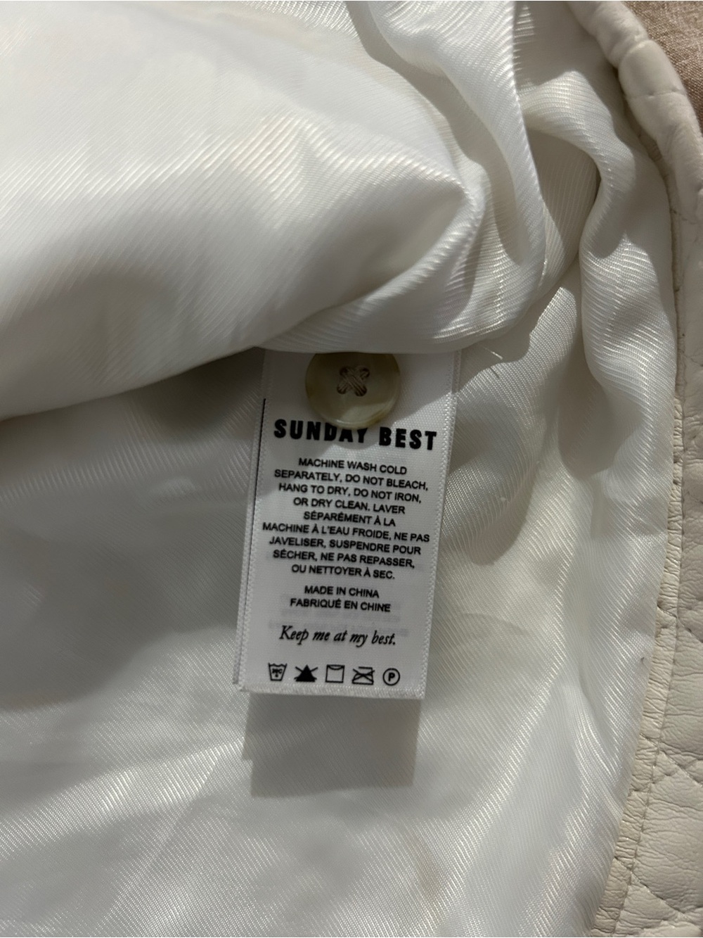 Aritzia Sunday Best Flynn Cream Quilted Faux Leather Shacket Jacket Size L - Picture 3 of 6